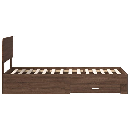 Struttura del letto con testiera Rovere Marrone 75 x 190 cm | homemem39