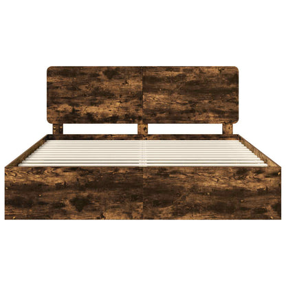 Struttura del letto Rovere fumé 200 x 200 cm Pino massello | homemem39