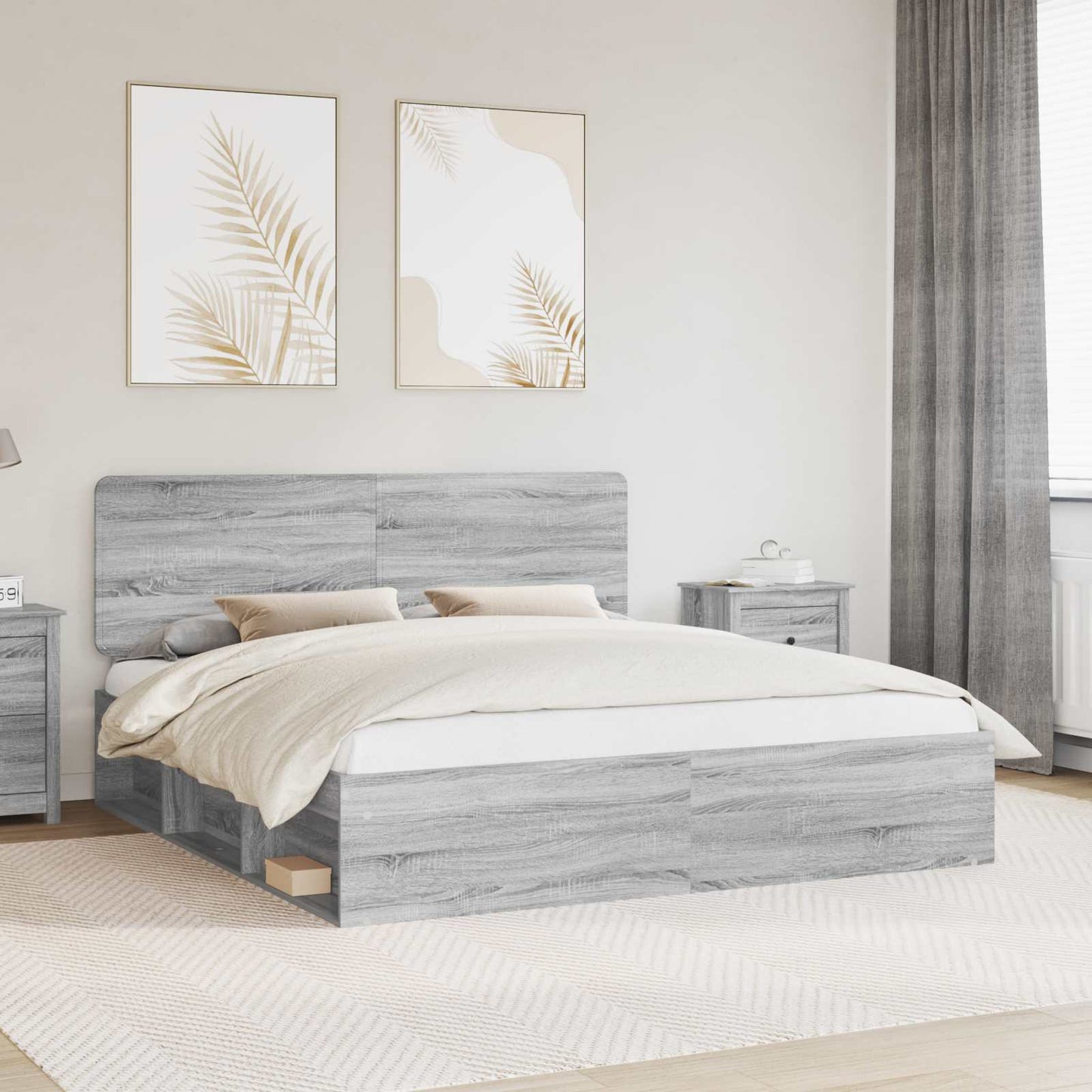Struttura del letto Grigio Sonoma 200 x 200 cm Pino massello | homemem39
