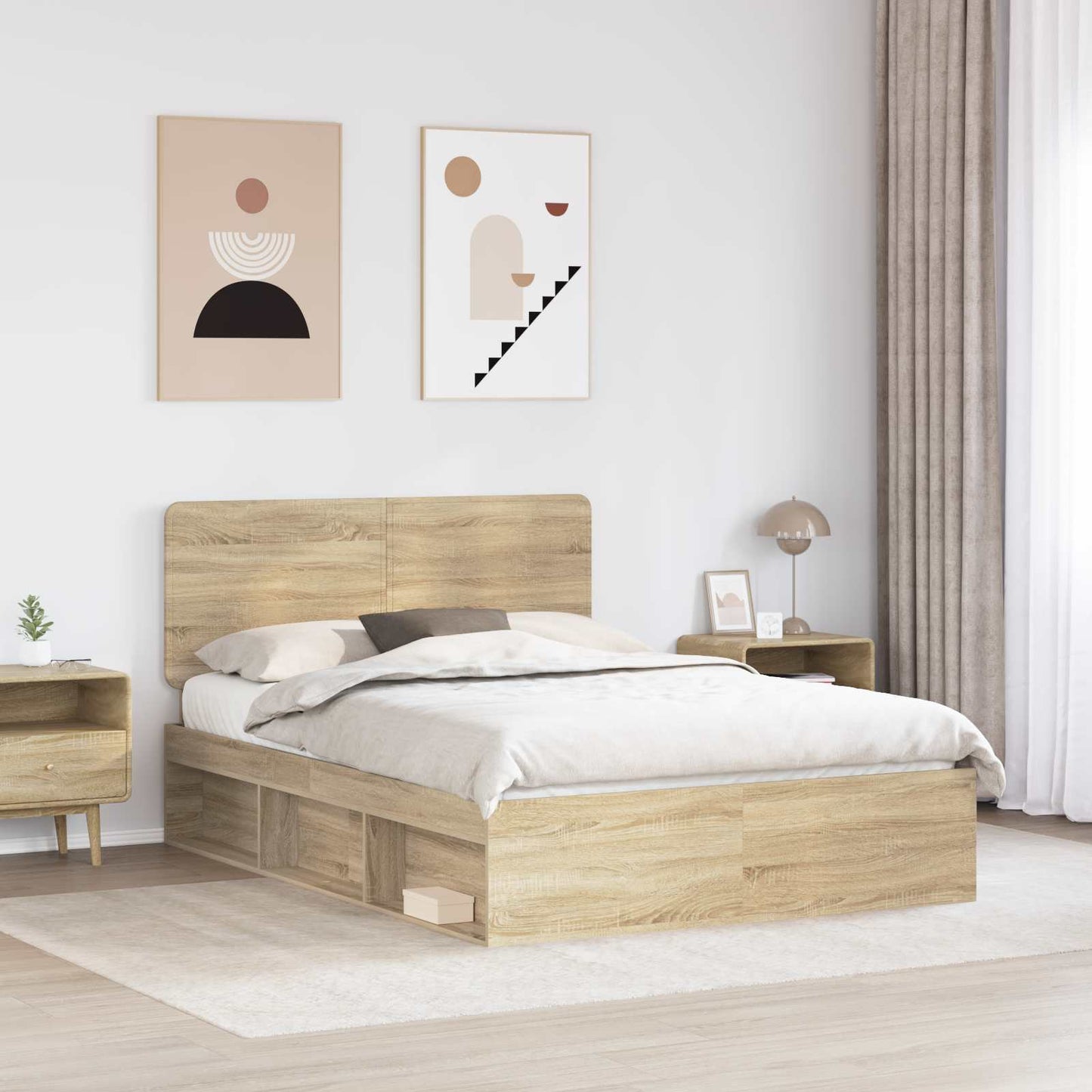 Struttura del letto Rovere Sonoma 150 x 200 cm Pino massello | homemem39