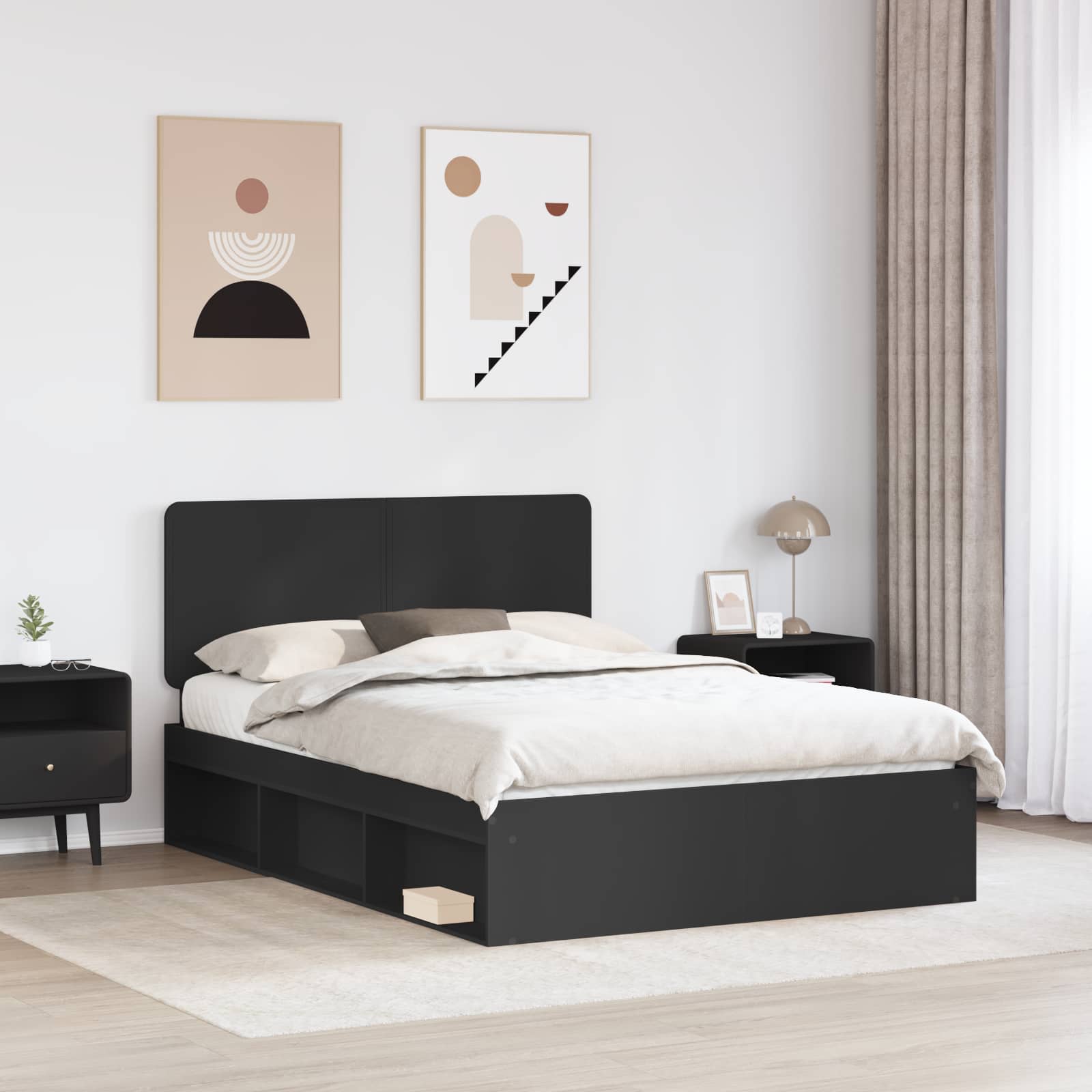 Struttura del letto Nero 140 x 200 cm Pino massello | homemem39