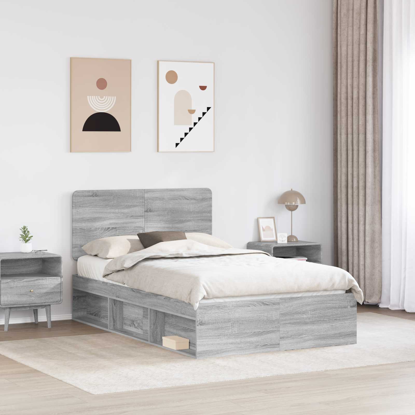 Struttura del letto Grigio Sonoma 120 x 200 cm Pino massello | homemem39