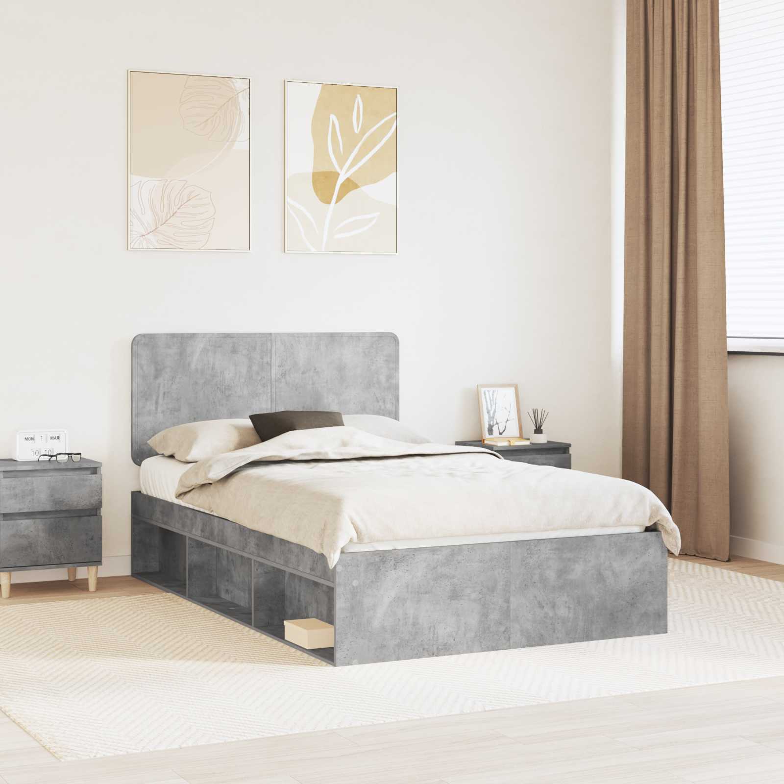 Struttura del letto Calcestruzzo 120 x 190 cm Pino massello | homemem39