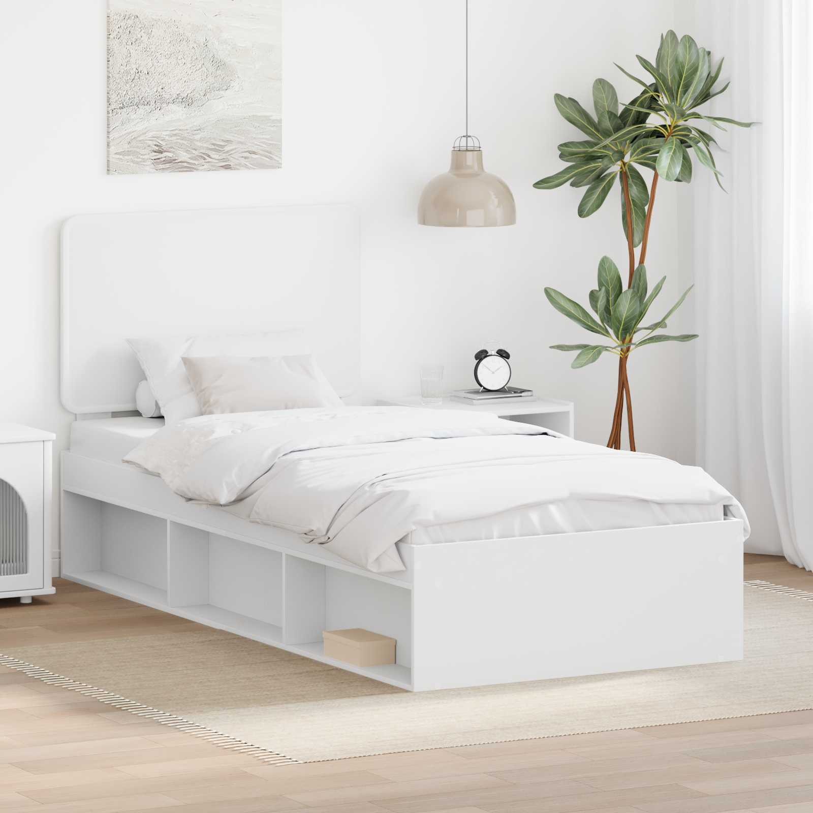 Struttura del letto Bianco 100 x 200 cm Pino massello | homemem39