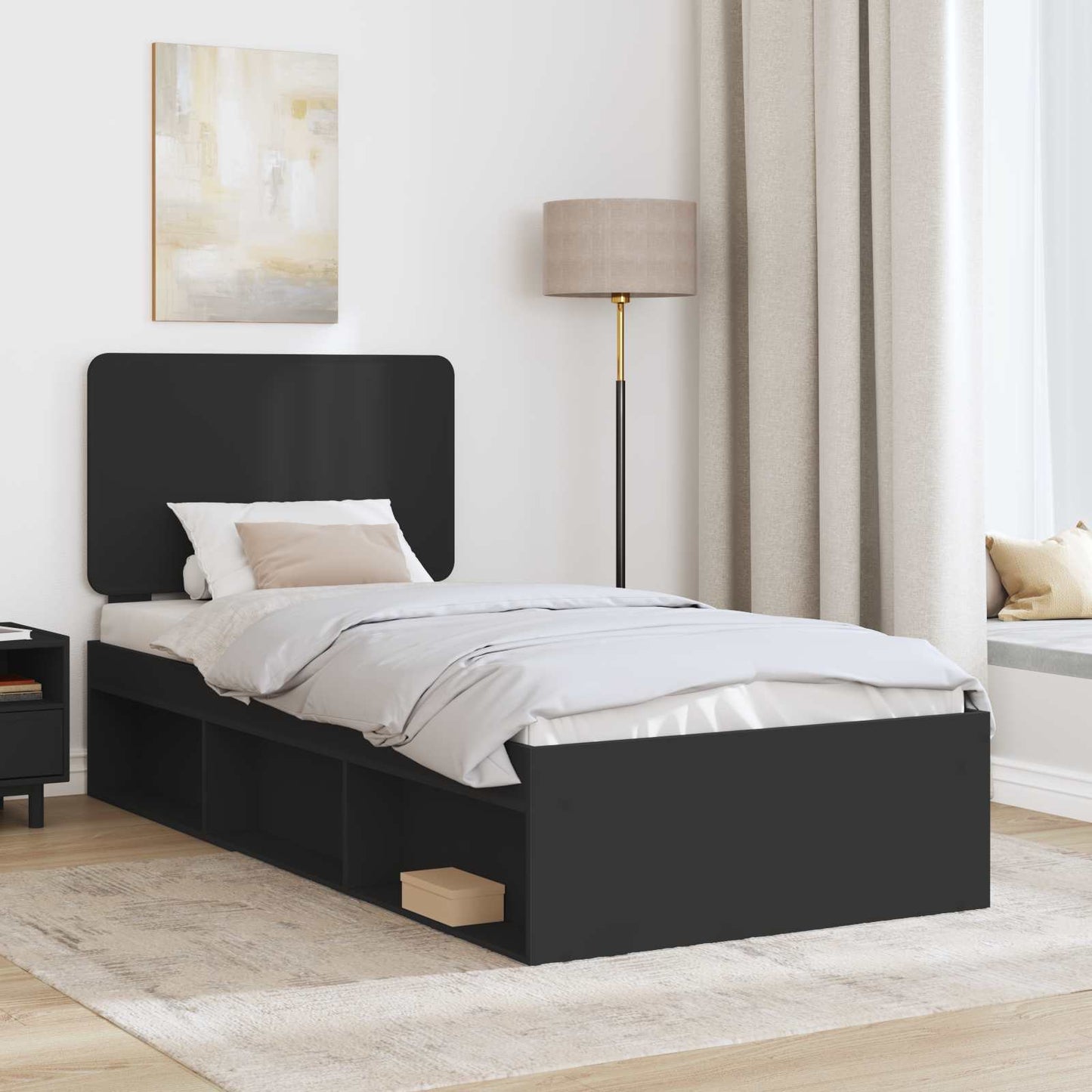 Struttura del letto Nero 100 x 200 cm Pino massello | homemem39