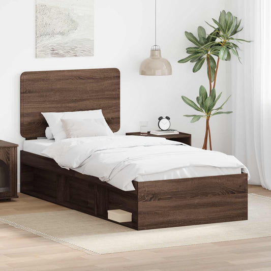 Struttura del letto Rovere Marrone 100 x 200 cm Pino massello | homemem39