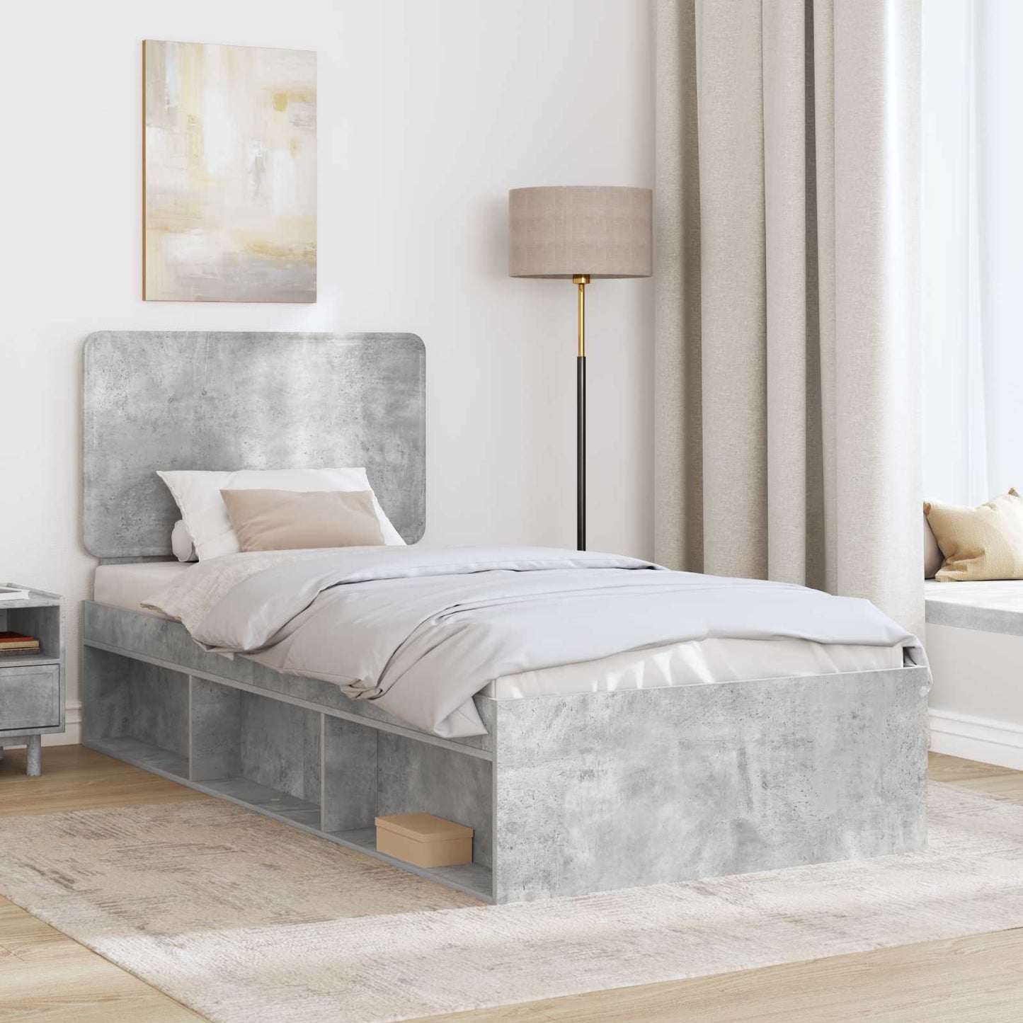 Struttura del letto Calcestruzzo 90 x 200 cm Pino massello | homemem39