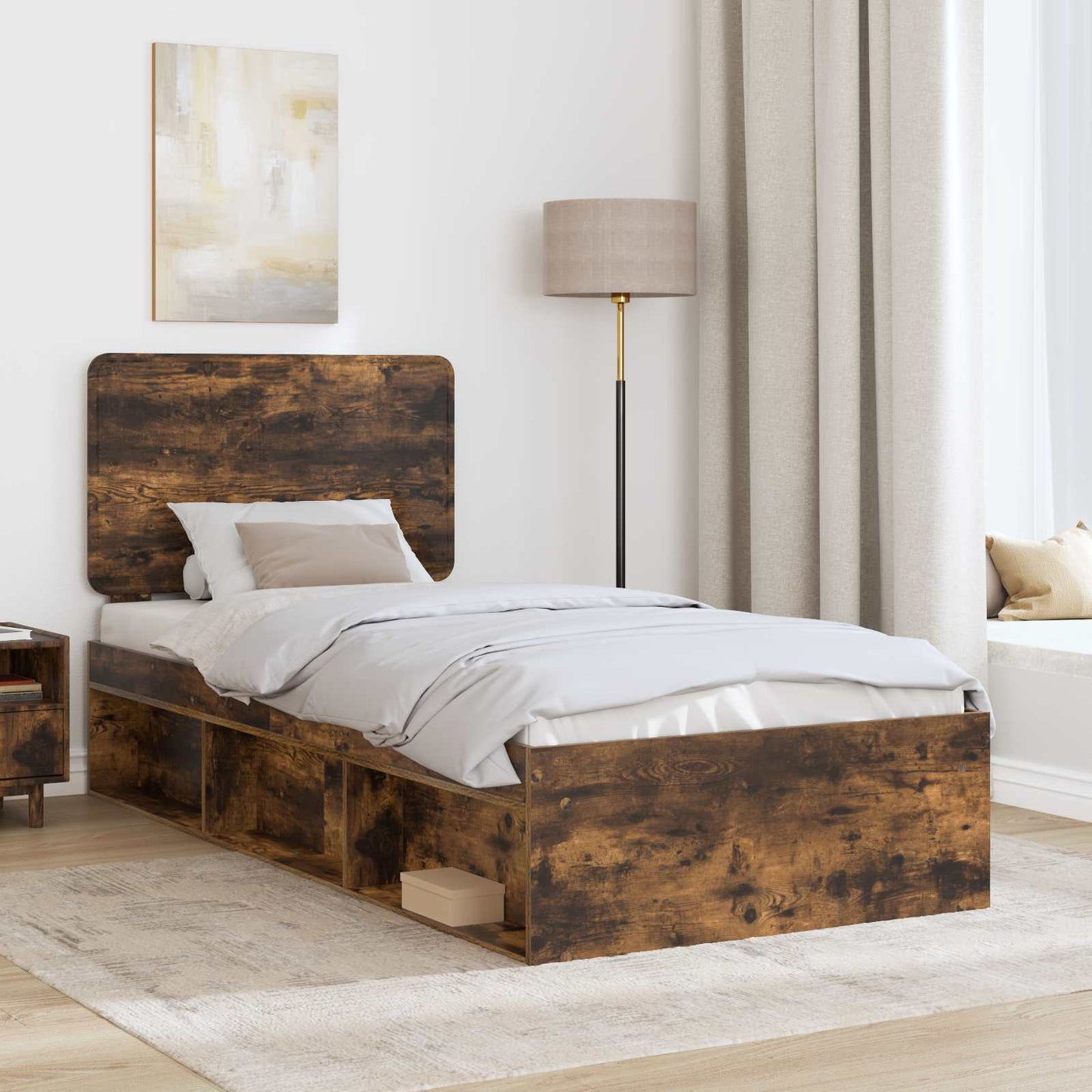 Struttura del letto Rovere fumé 90 x 200 cm Pino massello | homemem39