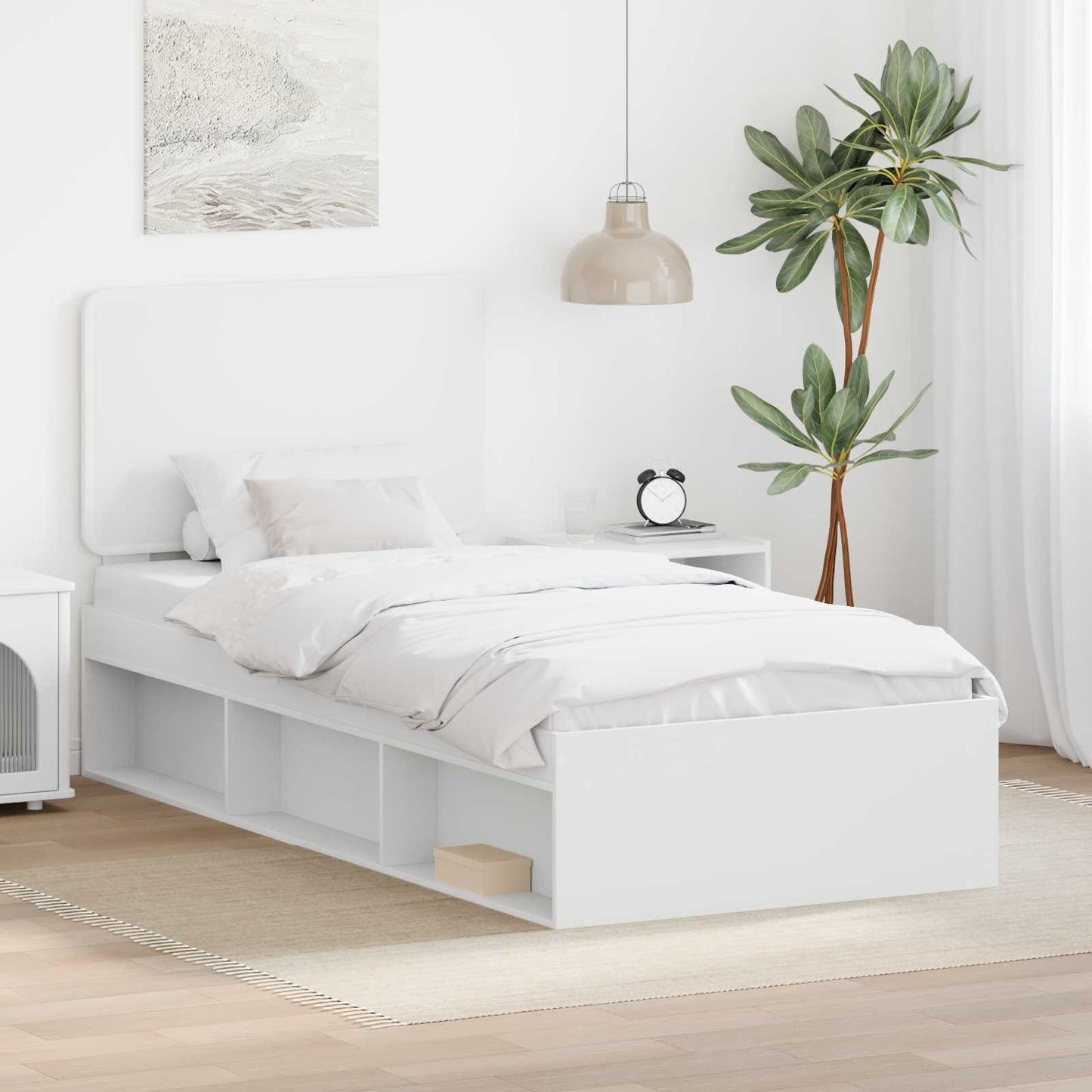 Struttura del letto Bianco 90 x 190 cm Pino massello