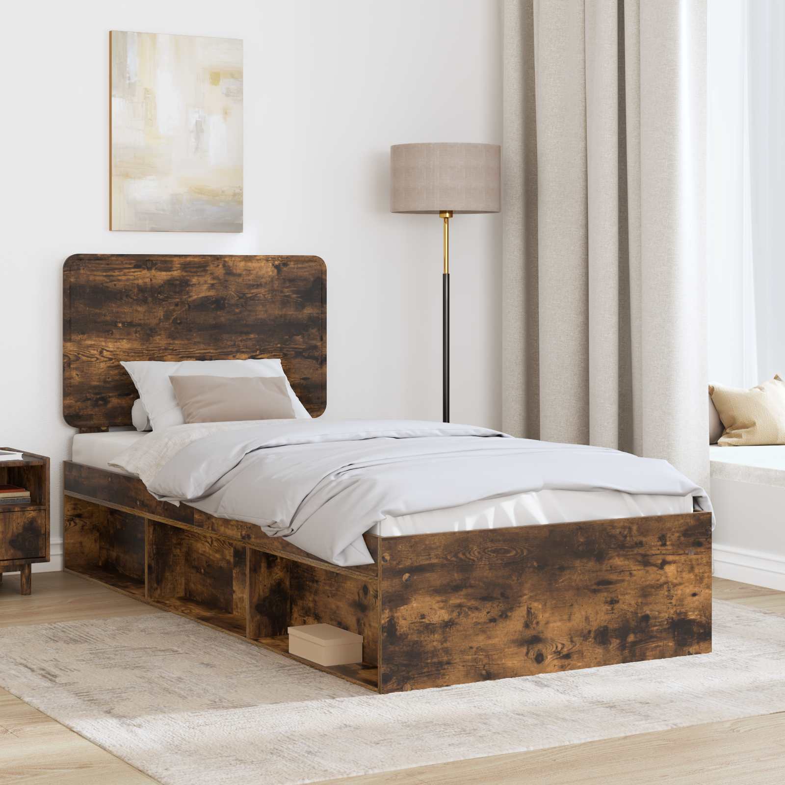 Struttura del letto Rovere fumé 90 x 190 cm Pino massello | homemem39