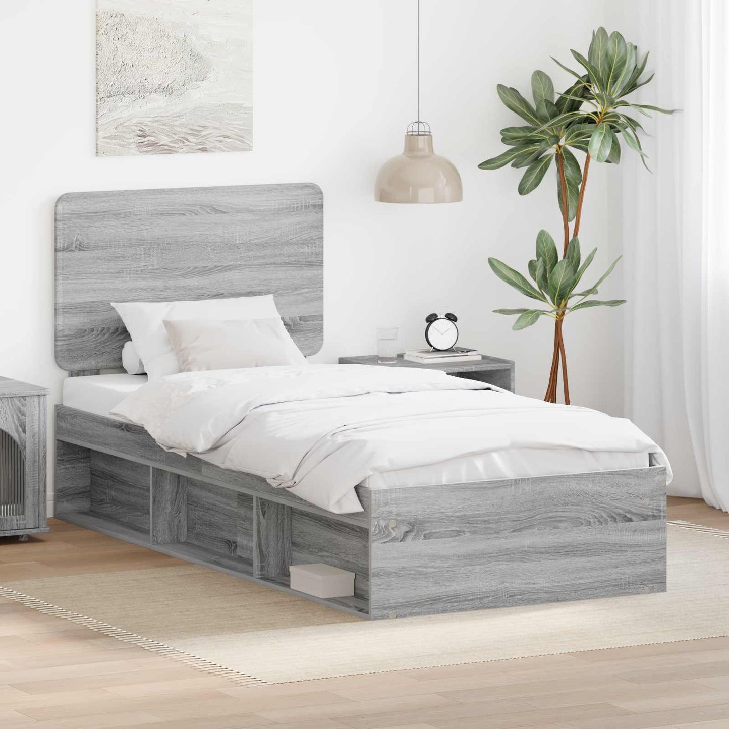 Struttura del letto Grigio Sonoma 90 x 190 cm Pino massello | homemem39