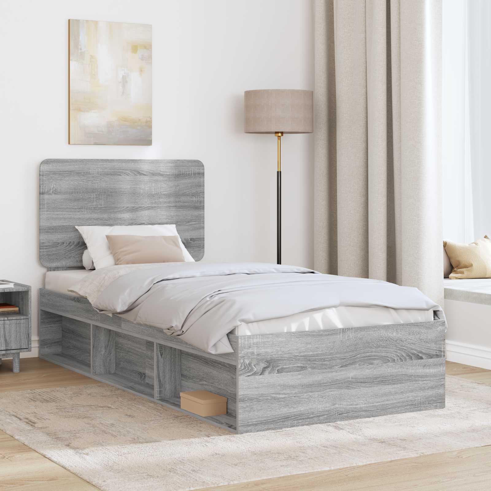 Struttura del letto Grigio Sonoma 90 x 190 cm Pino massello | homemem39