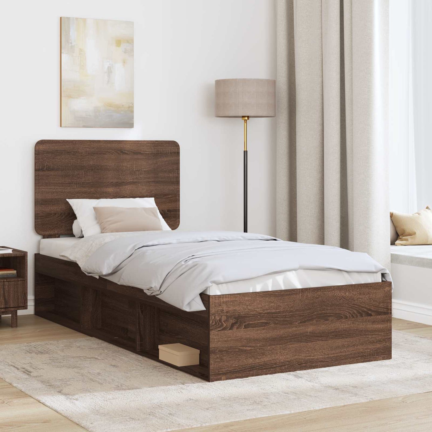 Struttura del letto Rovere Marrone 90 x 190 cm Pino massello | homemem39