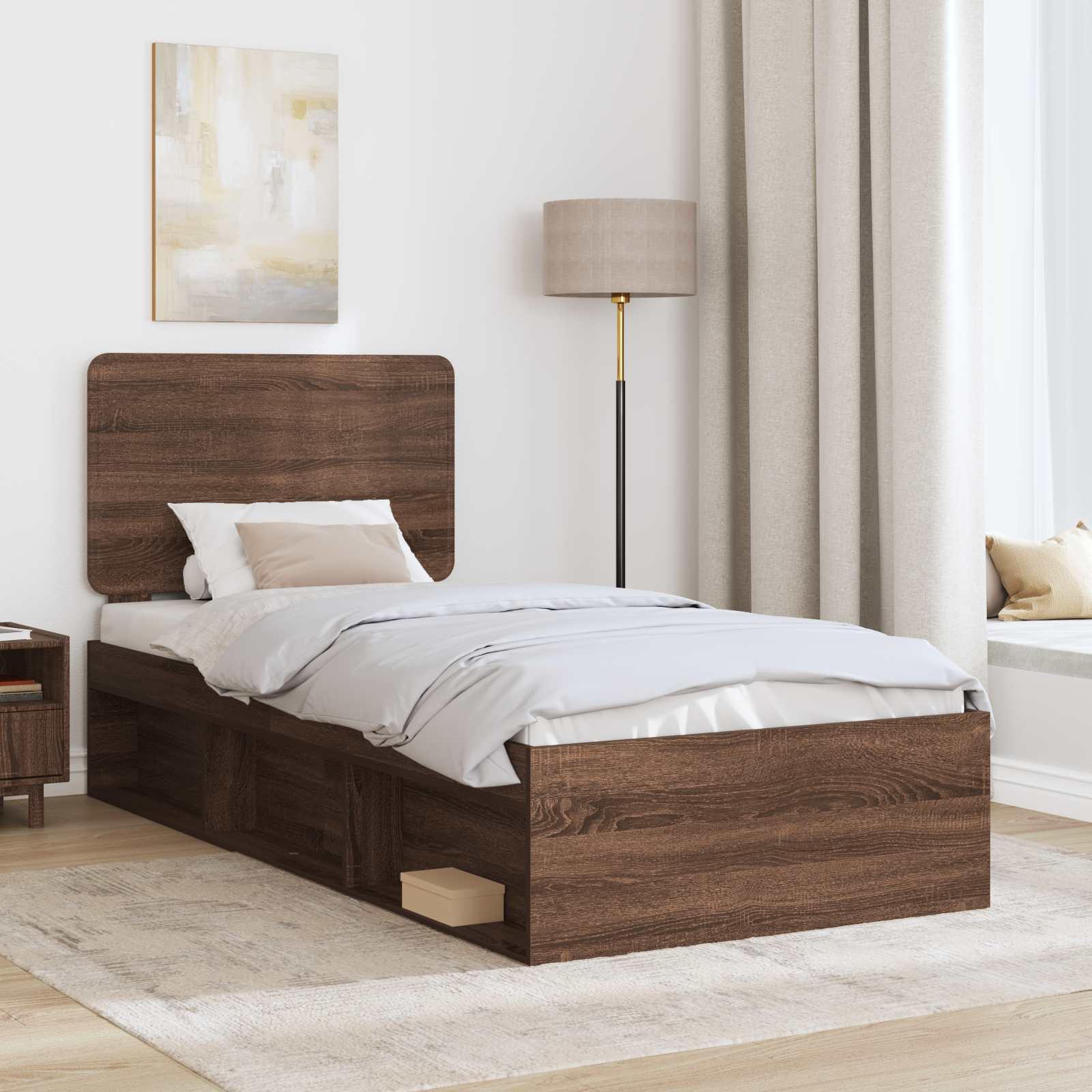 Struttura del letto Rovere Marrone 90 x 190 cm Pino massello | homemem39