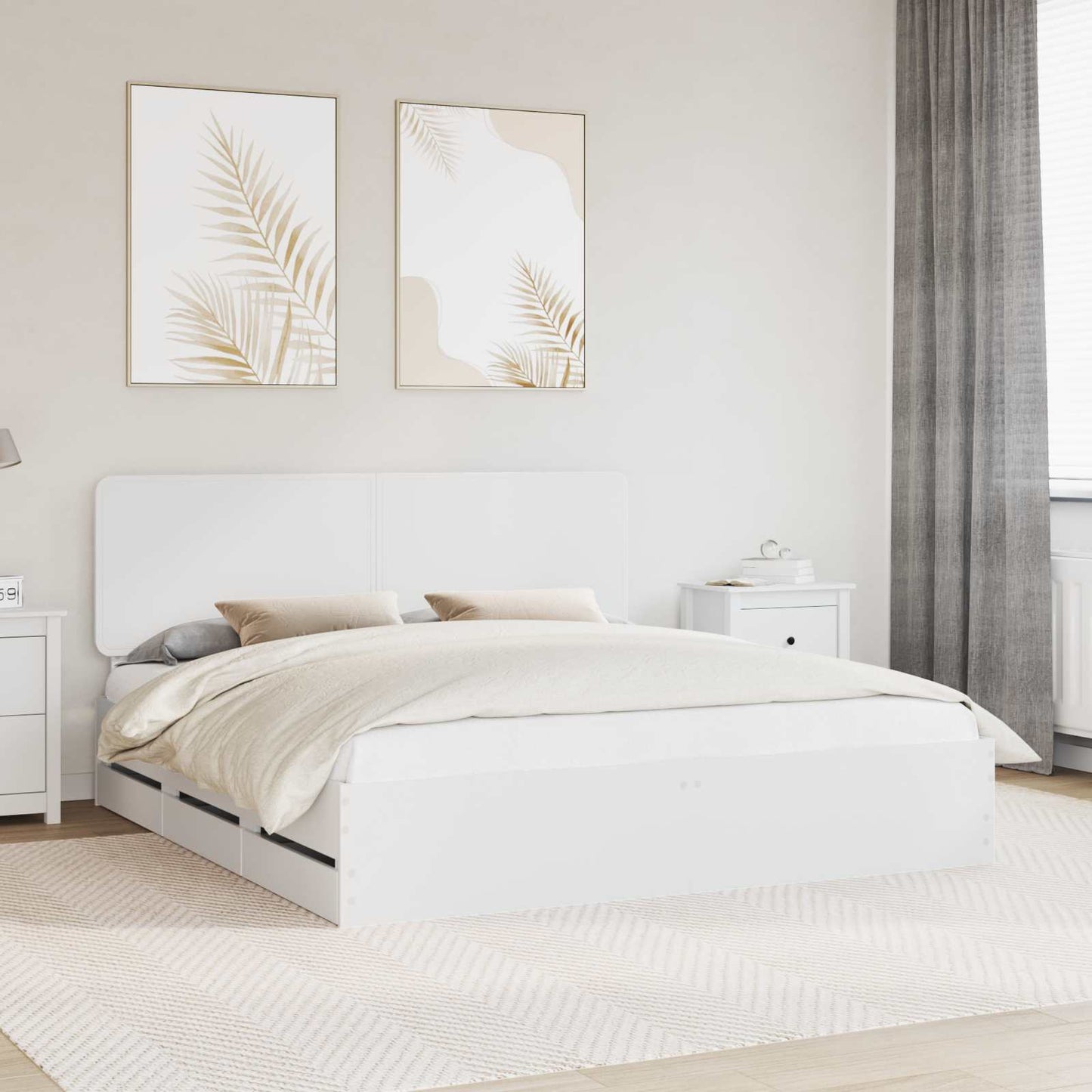 Struttura del letto Bianco 200 x 200 cm Legno Ingegnerizzato | homemem39