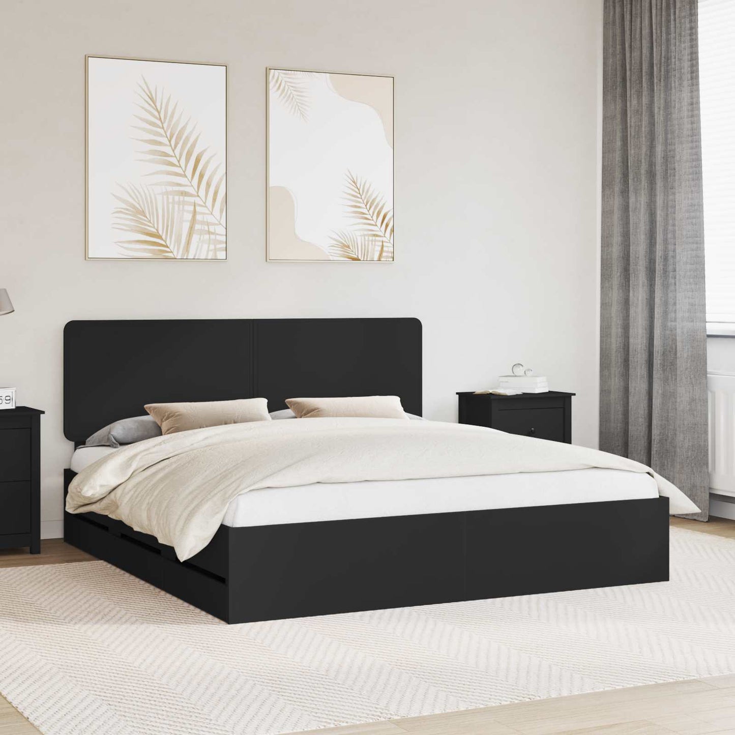 Struttura del letto Nero 200 x 200 cm Legno Ingegnerizzato | homemem39