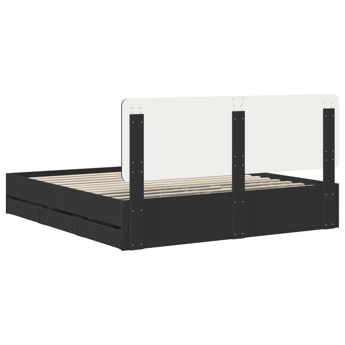Struttura del letto Nero 200 x 200 cm Legno Ingegnerizzato | homemem39