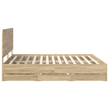 Struttura del letto con cassetto Rovere Sonoma 200 x 200 cm | homemem39