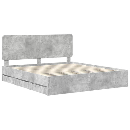 Struttura del letto con cassetto Grigio cemento 200 x 200 cm | homemem39