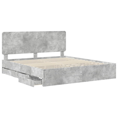 Struttura del letto con cassetto Grigio cemento 200 x 200 cm | homemem39