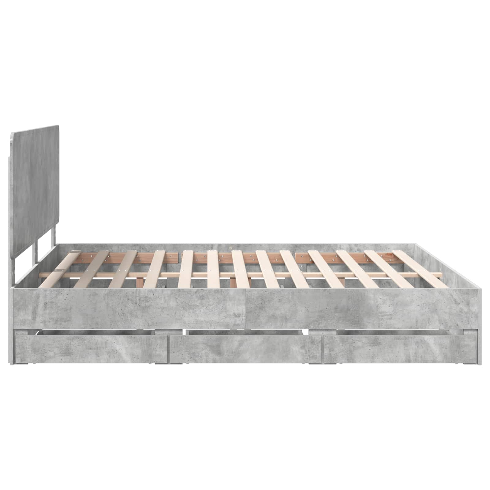 Struttura del letto con cassetto Grigio cemento 200 x 200 cm | homemem39