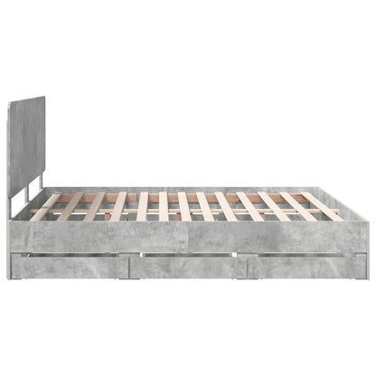 Struttura del letto con cassetto Grigio cemento 200 x 200 cm | homemem39