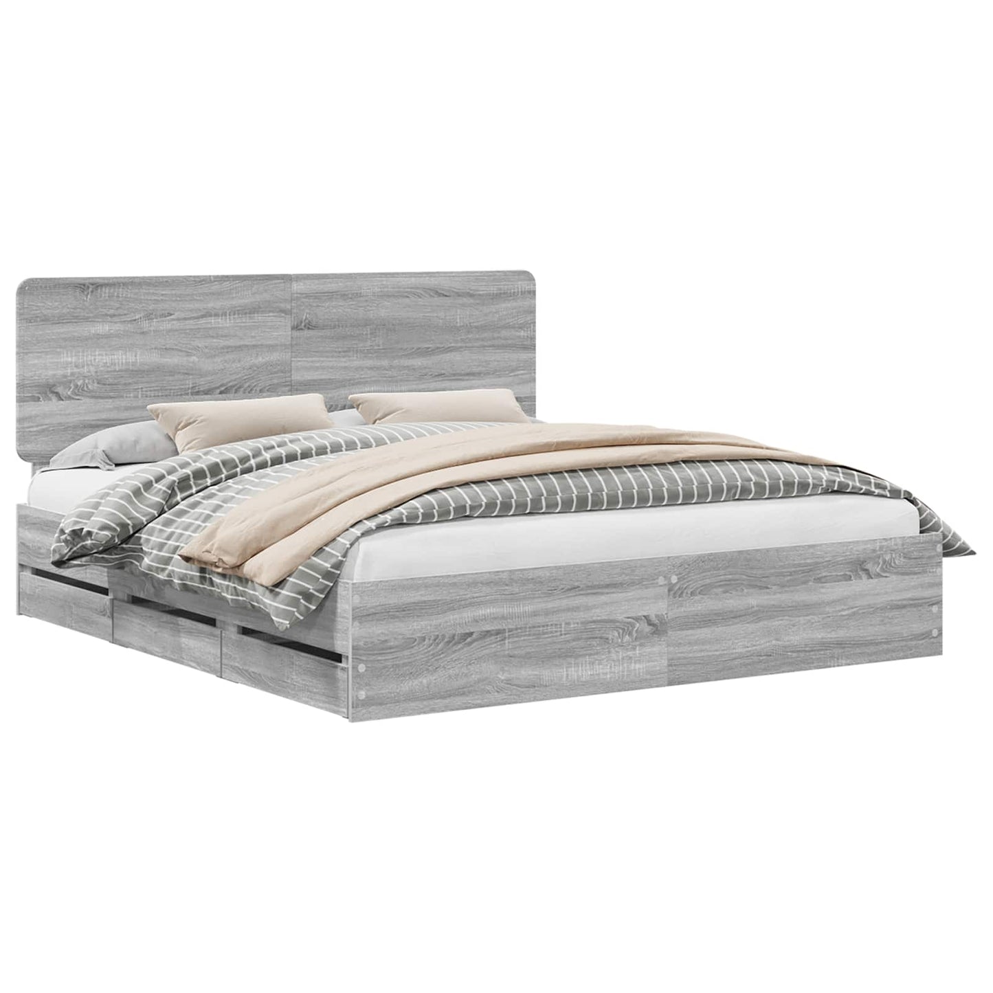 Struttura del letto con cassetto Grigio Sonoma 200 x 200 cm | homemem39