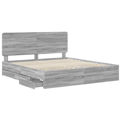 Struttura del letto con cassetto Grigio Sonoma 200 x 200 cm | homemem39