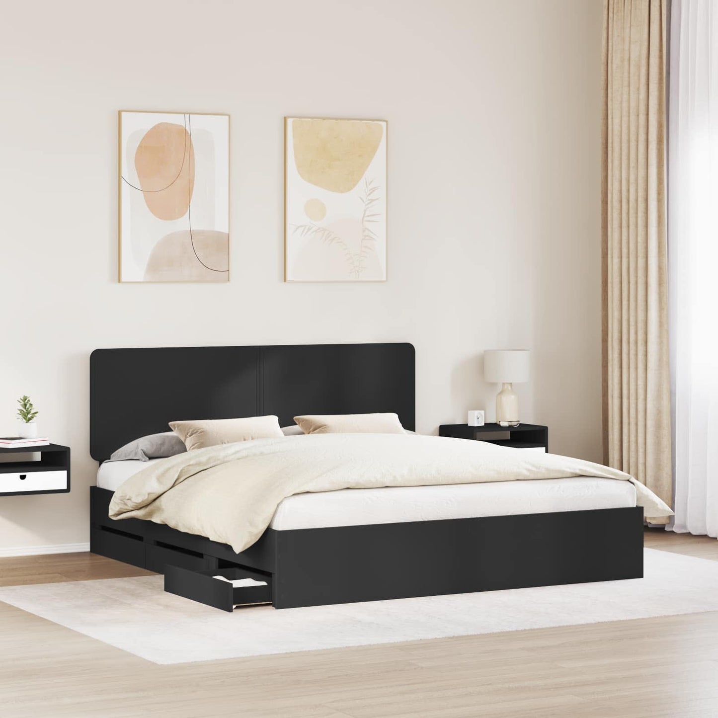 Struttura del letto Nero 180 x 200 cm Legno Ingegnerizzato