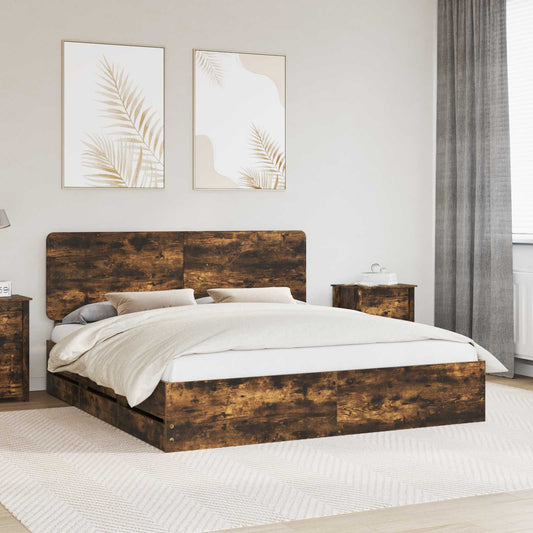 Struttura del letto Rovere fumé Legno Ingegnerizzato