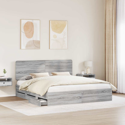 Struttura del letto con cassetto Grigio Sonoma 180 x 200 cm