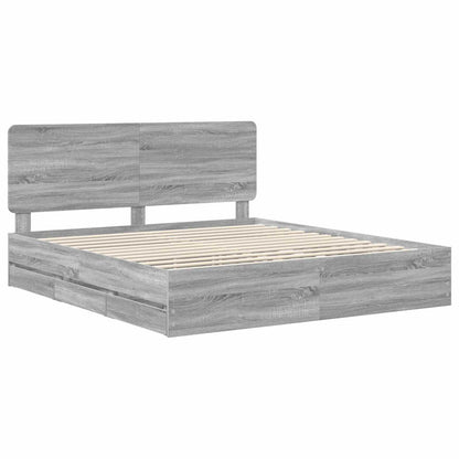 Struttura del letto con cassetto Grigio Sonoma 180 x 200 cm | homemem39