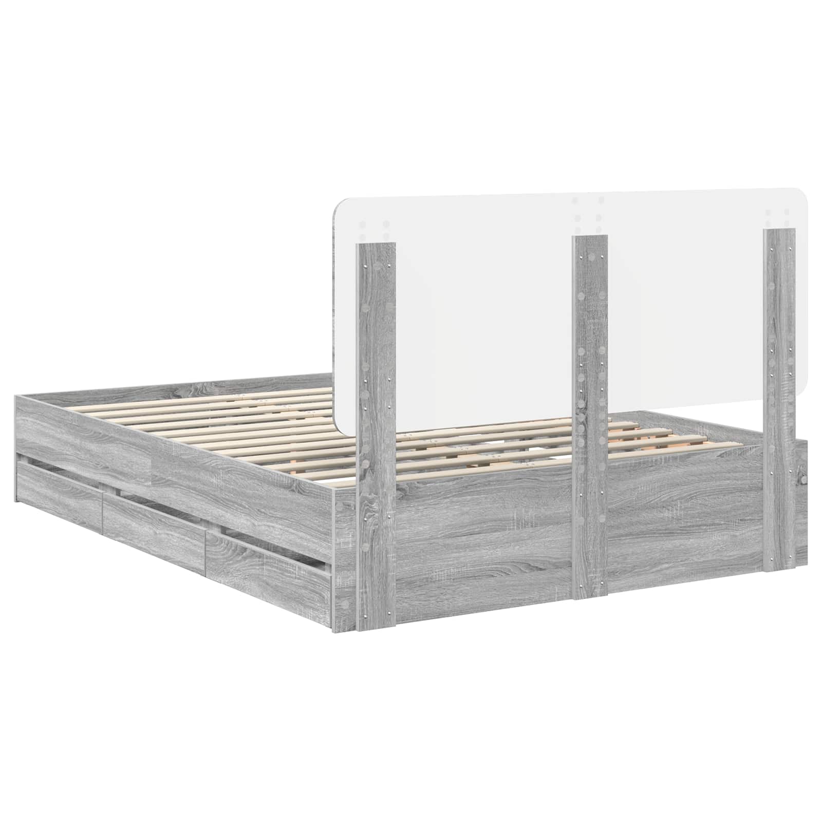 Struttura del letto con cassetto Grigio Sonoma 160 x 200 cm - homemem39