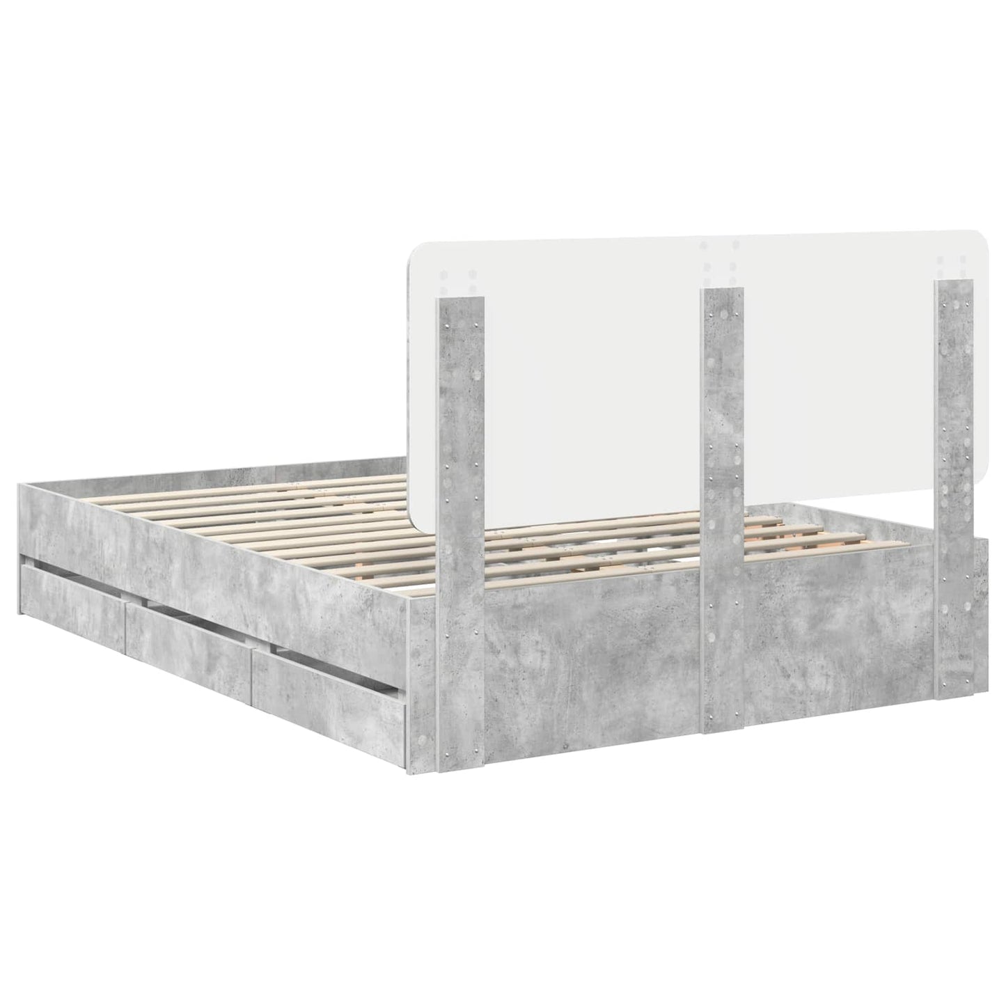 Struttura del letto con cassetto Grigio cemento 150 x 200 cm