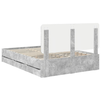 Struttura del letto con cassetto Grigio cemento 140 x 190 cm
