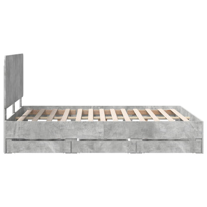 Struttura del letto con cassetto Grigio cemento 140 x 190 cm