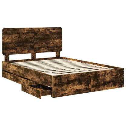 Struttura del letto con cassetto Rovere fumé 140 x 190 cm