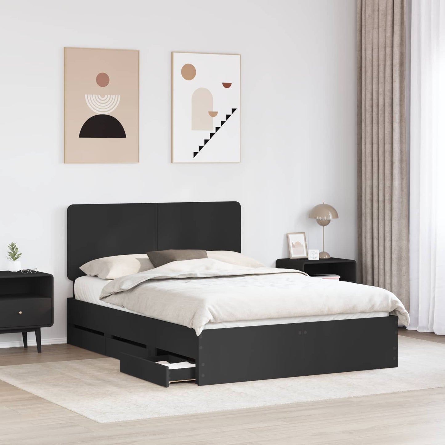 Struttura del letto Nero 140 x 190 cm Legno Ingegnerizzato | homemem39