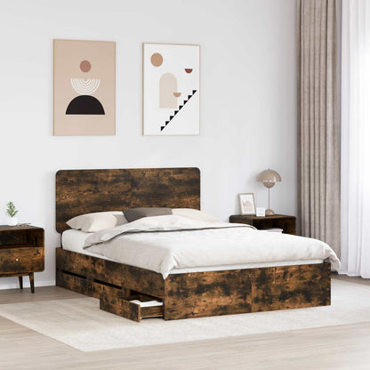 Struttura del letto con cassetto Rovere fumé 140 x 190 cm