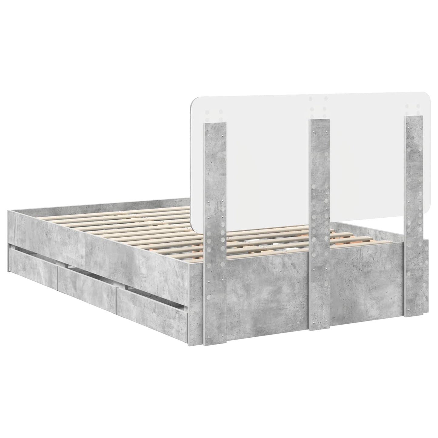 Struttura del letto con cassetto Grigio cemento 135 x 190 cm