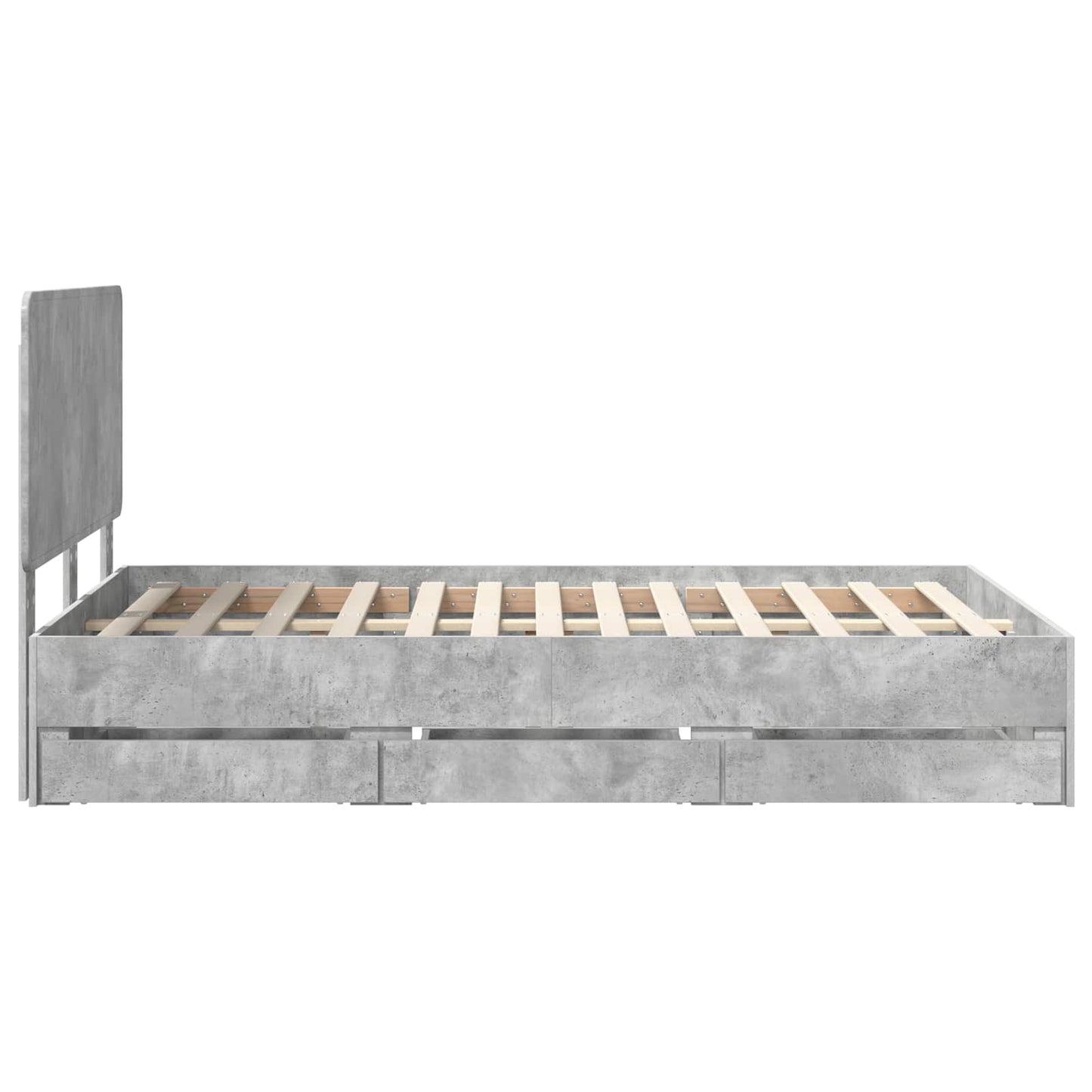 Struttura del letto con cassetto Grigio cemento 135 x 190 cm