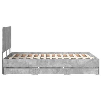 Struttura del letto con cassetto Grigio cemento 135 x 190 cm