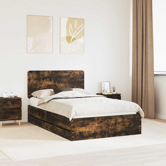 Struttura del letto con cassetto Rovere fumé 135 x 190 cm | homemem39