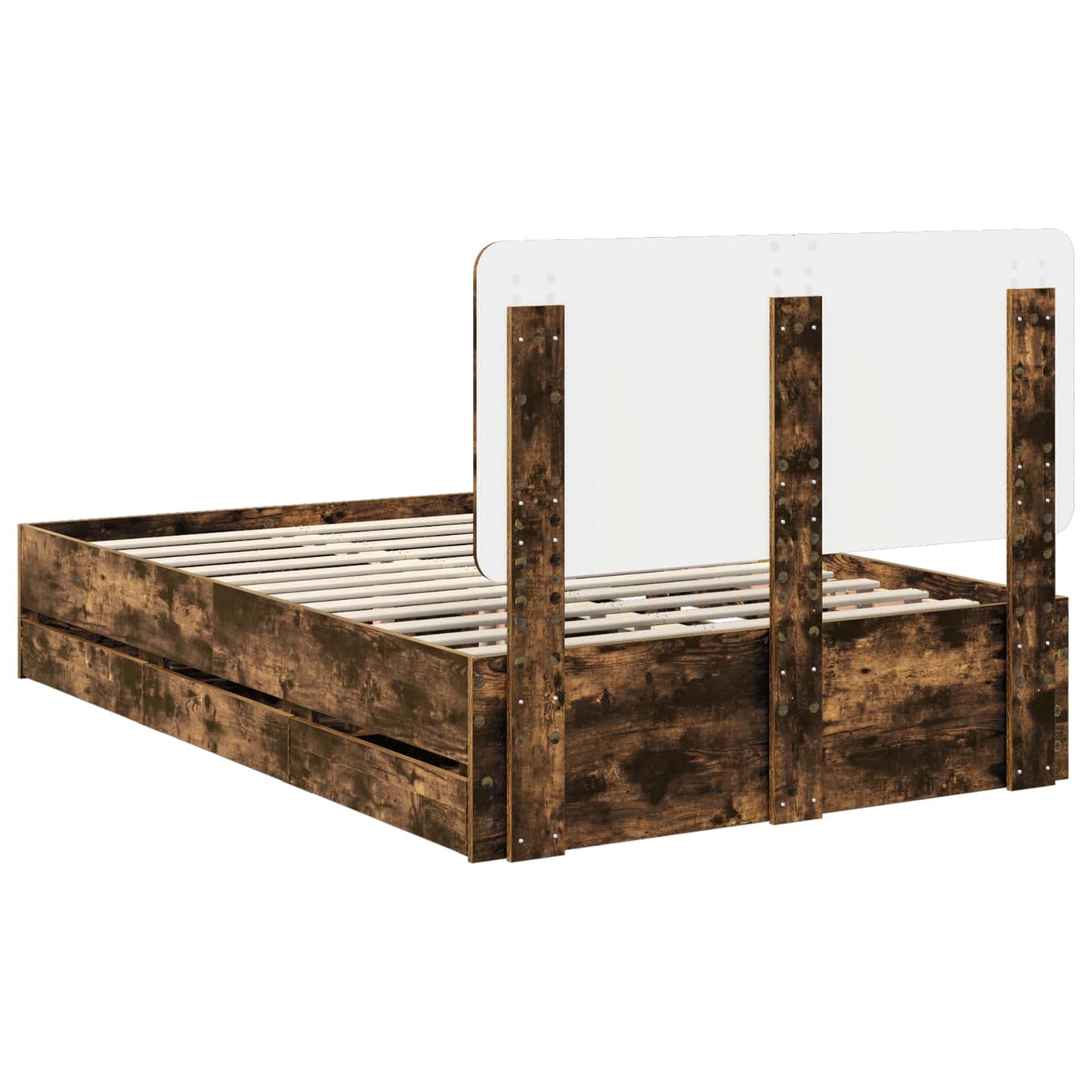 Struttura del letto con cassetto Rovere fumé 135 x 190 cm | homemem39