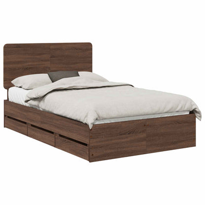 Struttura del letto con cassetto Rovere Marrone 135 x 190 cm | homemem39