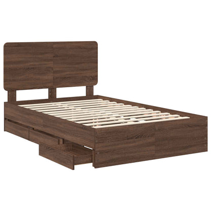 Struttura del letto con cassetto Rovere Marrone 135 x 190 cm | homemem39