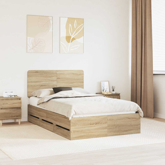 Struttura del letto con cassetto Rovere Sonoma 120 x 190 cm | homemem39
