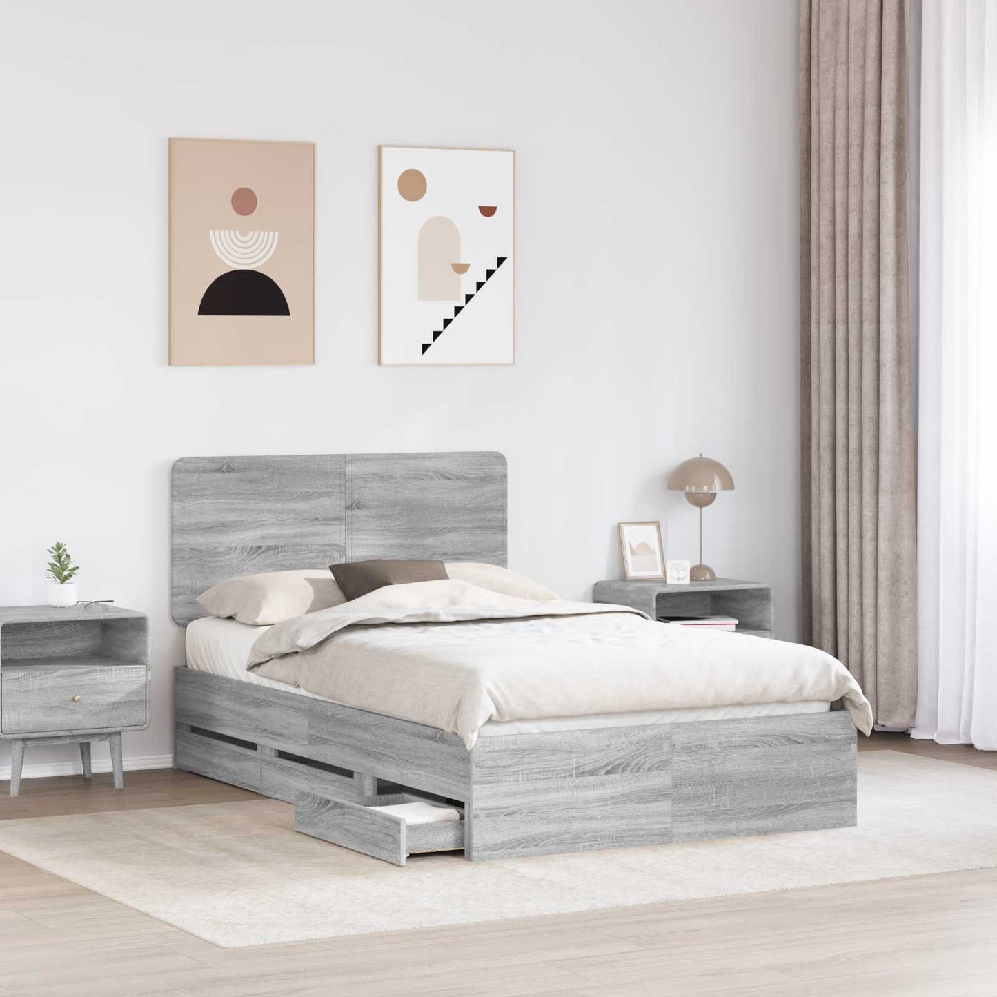 Struttura del letto con cassetto Grigio Sonoma 120 x 200 cm