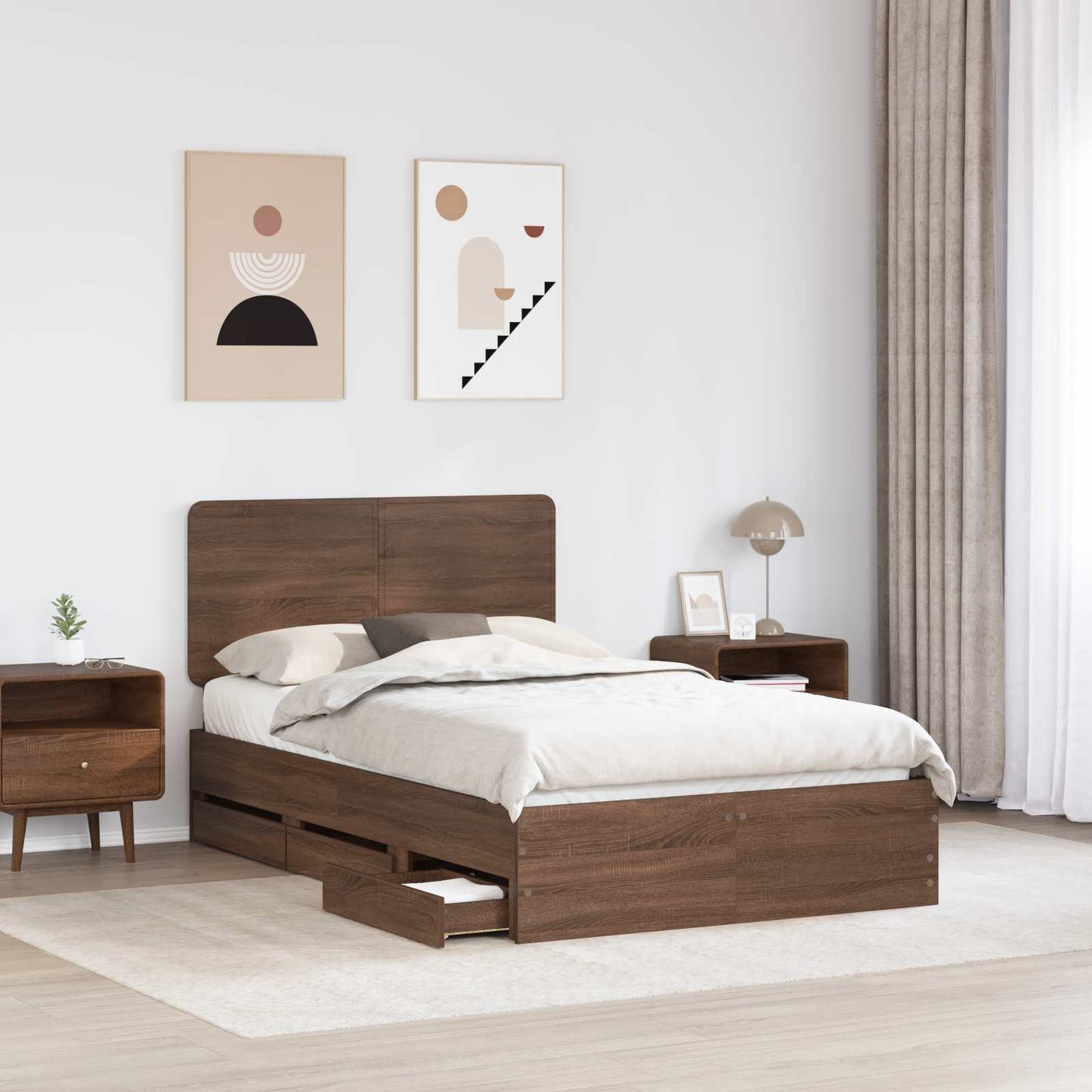 Struttura del letto con cassetto Rovere Marrone 120 x 190 cm | homemem39