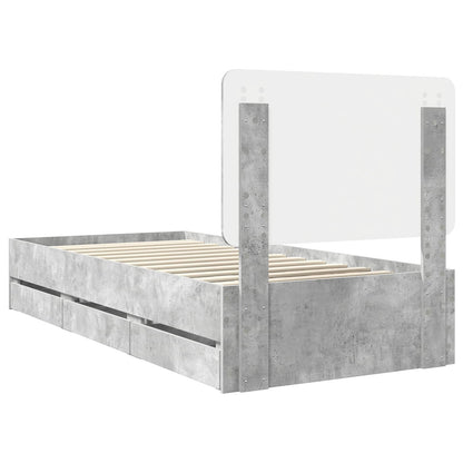 Struttura del letto con cassetto Grigio cemento 100 x 200 cm